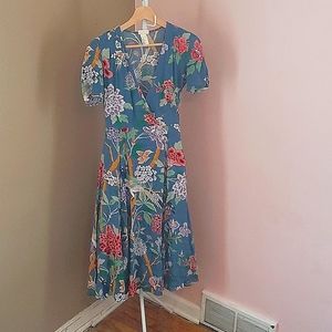Dust Blue A-line floral dress